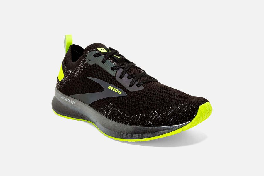 Brooks Running Shoes Womens Black/Green - Levitate 4 Road - 2470-TBJIO